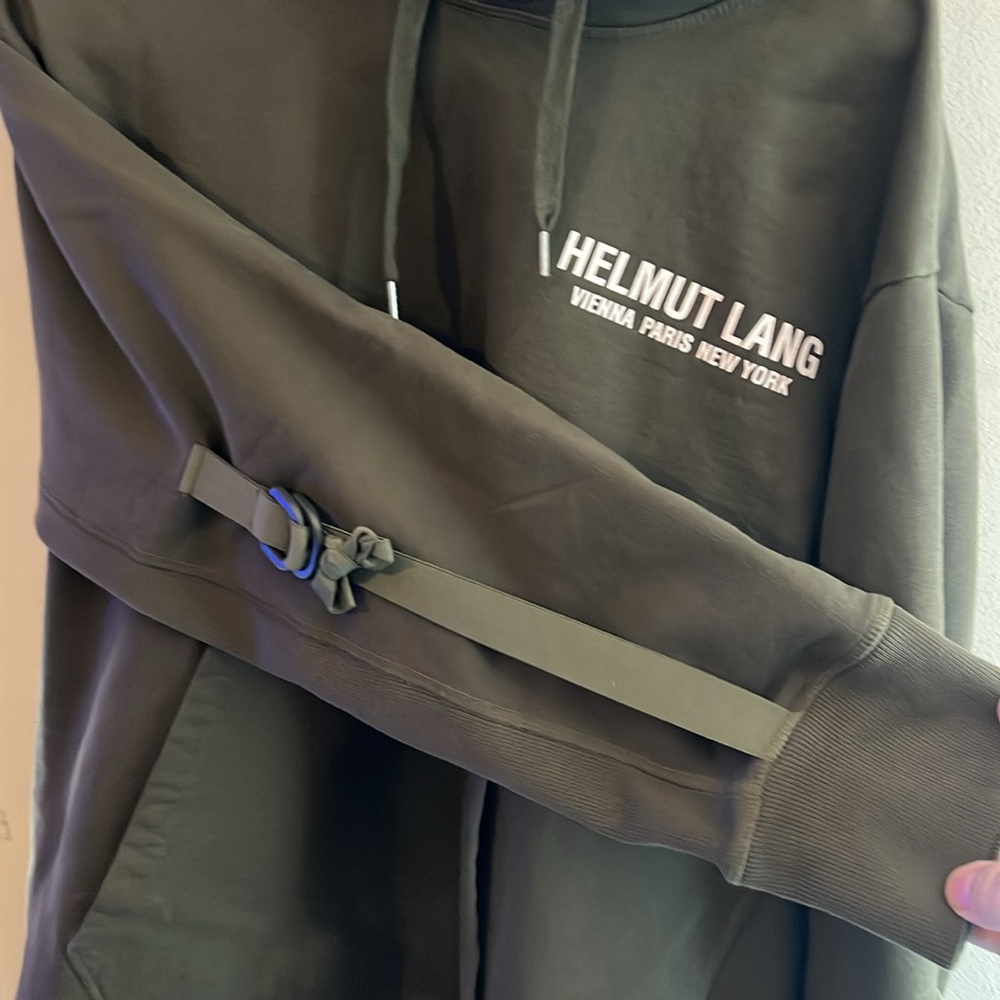 HELMUT LANG MILITARY STRAP HOODIE SIZE XL MILITARY GREEN COLOR